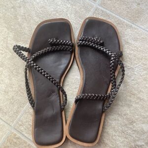 Minimalist Braided Square Toe Sandals Size 6